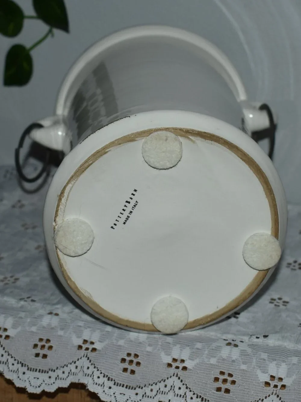 Vintage Pottery Barn Italian Ceramic Crock Wine Chiller Kitchen Utensil Holder